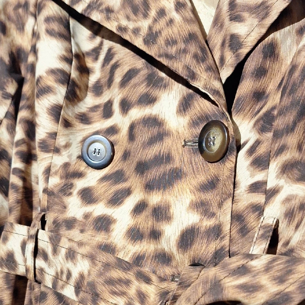 Animal Print Trench Coat, Short With Belt Sz 4, NWOT - Picture 8 of 16